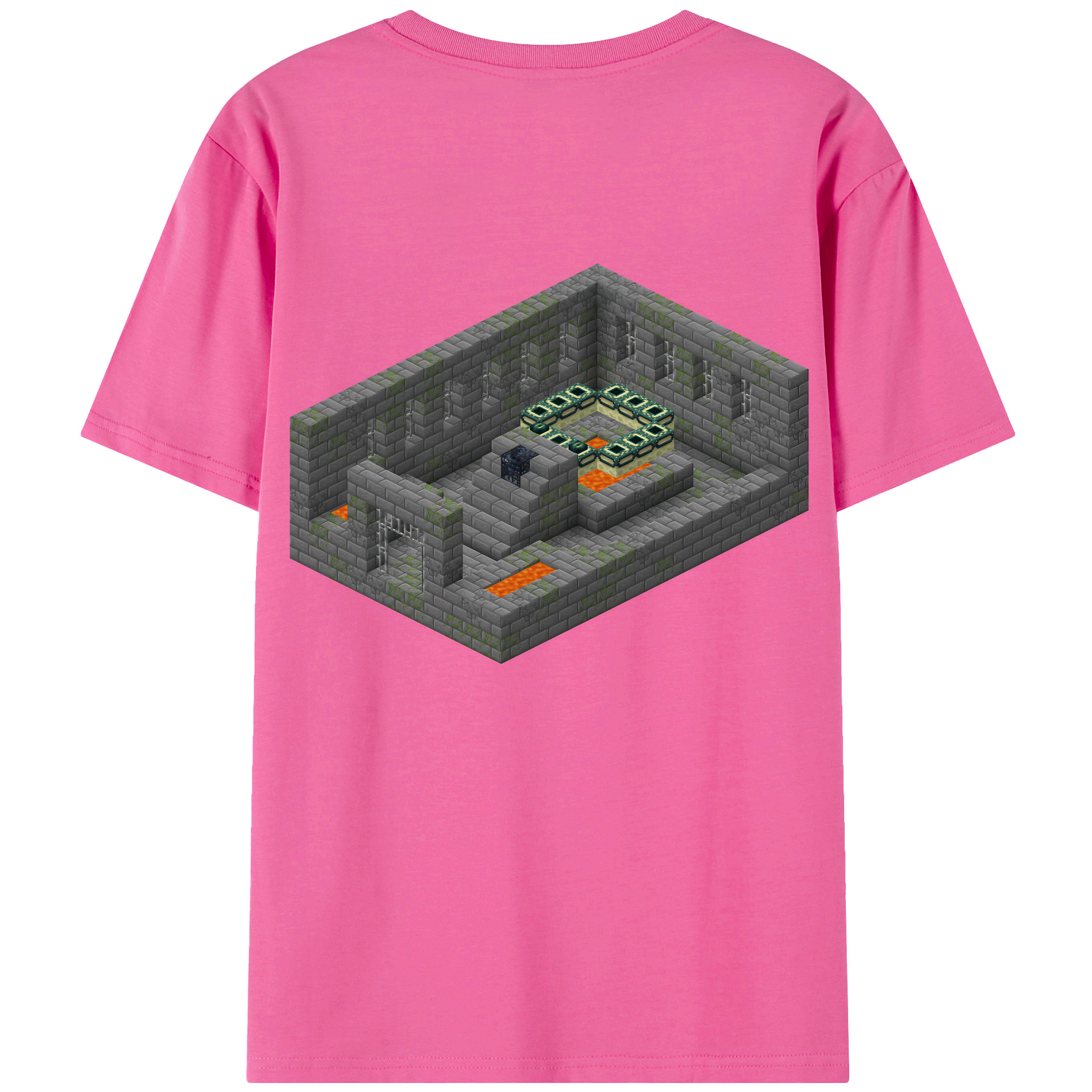 （画像用） マインクラフト ブロックの世界 Minecraft MC Block world レディース半袖Tシャツ(バックプリント)